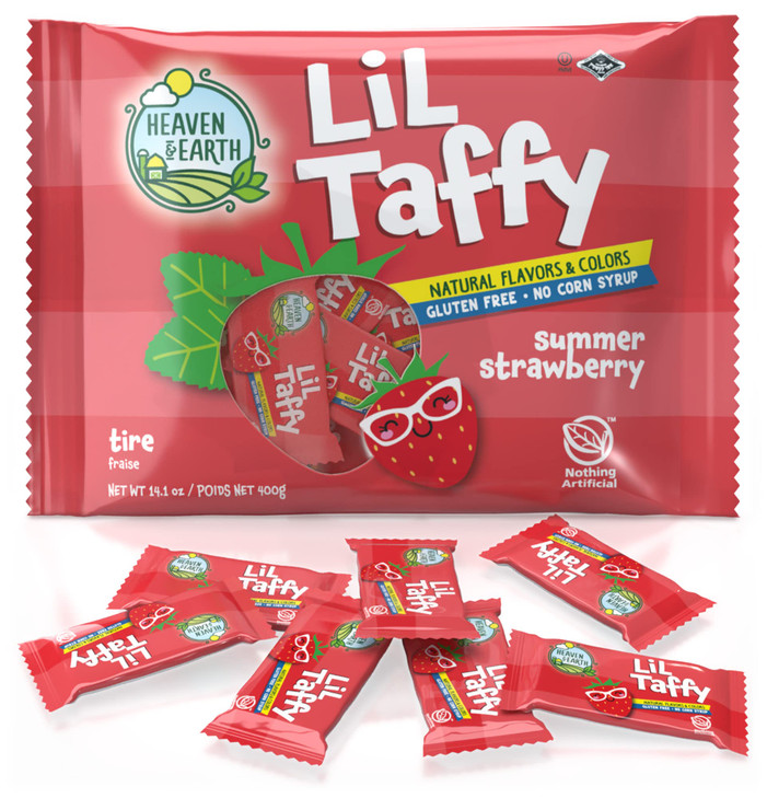 Heaven & Earth Summer Strawberry Lil Taffy (Approx. 40 Count) | Dye Free Candy | Natural Colors & Flavors | No High Fructose Corn Syrup | Gluten Free