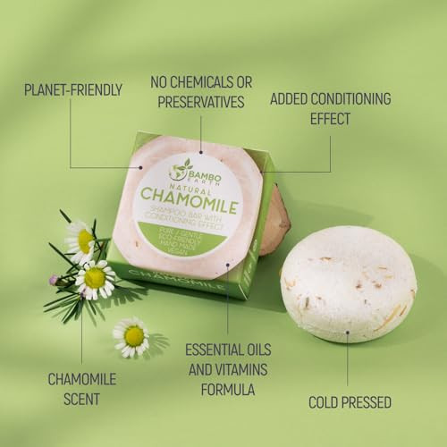 BAMBOEARTH Solid Shampoo Bar And Conditioner Effect Hair Soap  100% Organic Shampoo Bars For Hair With All Natural Plant Based Essential Oils And Ze