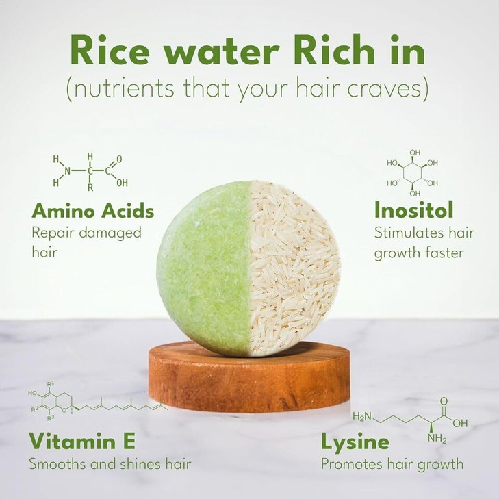 Muun Rice Water Shampoo and Conditioner Bar Pack 3 - Hair Growth, Thickening, Strengthening, Anti Hair Loss, Volumize & pH Balanced - Sulfate & Silic