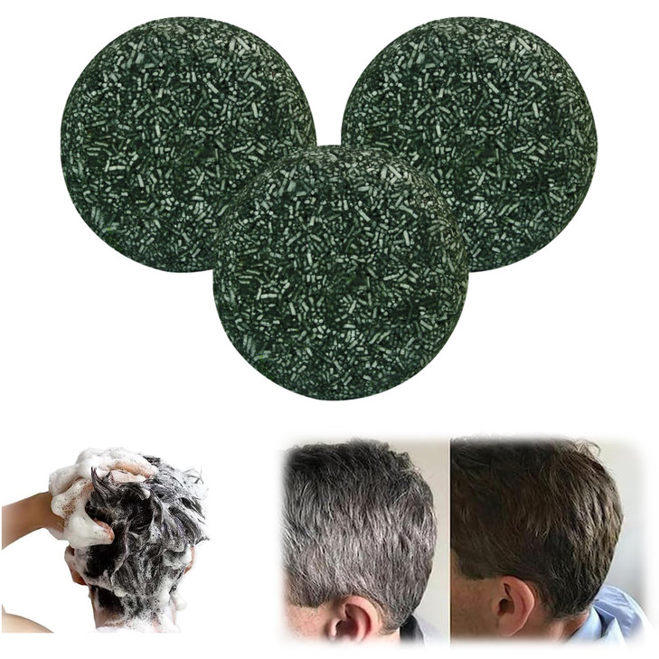 Whycalon Dark Shampoo Bar, 3PCS Gray Hair Reverse, Hair Darkening, for Men Women