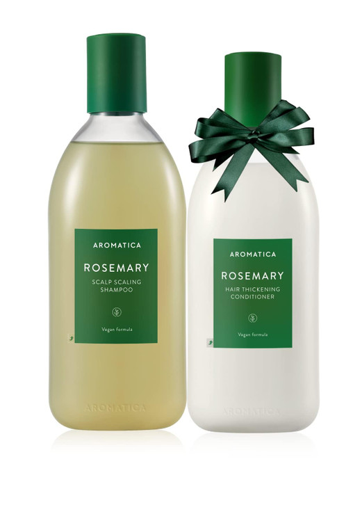 AROMATICA Rosemary Scalp Scaling Shampoo and Conditioner Set 13.53 fl.oz each  Vegan Korean Hair Care Gift Set for Woman with Rosemary Oil. Sulfate