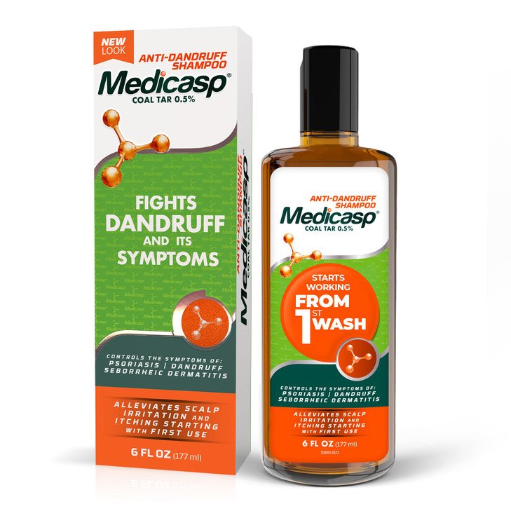 Medicasp Coal Tar Anti-Dandruff Shampoo, Alleviates Symptoms from 1st Wash, Treats Psoriasis, Seborrheic Dermatitis & Itchy Dry Scalp, Fights the Roo