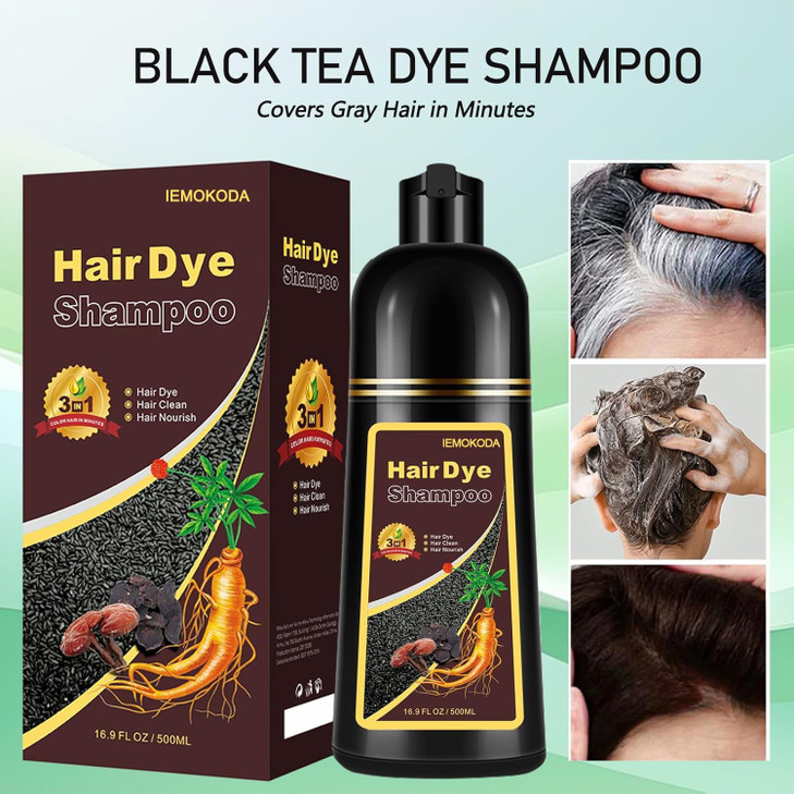 Fvquhvo Instant Black Hair Shampoo, Hair Color Shampoo for Gray Hair, Black Hair Dye Shampoo 3 in 1, Shampoo Hair Dye & Champu Para Canas, Colors in