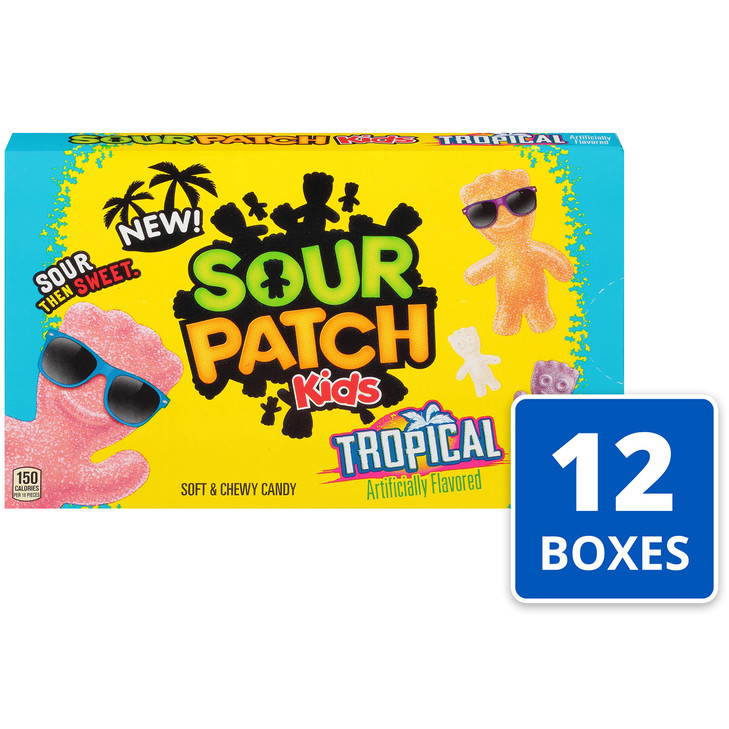 SOUR PATCH KIDS Tropical Soft & Chewy Candy, Bulk Candy, 12 - 3.5 oz Boxes