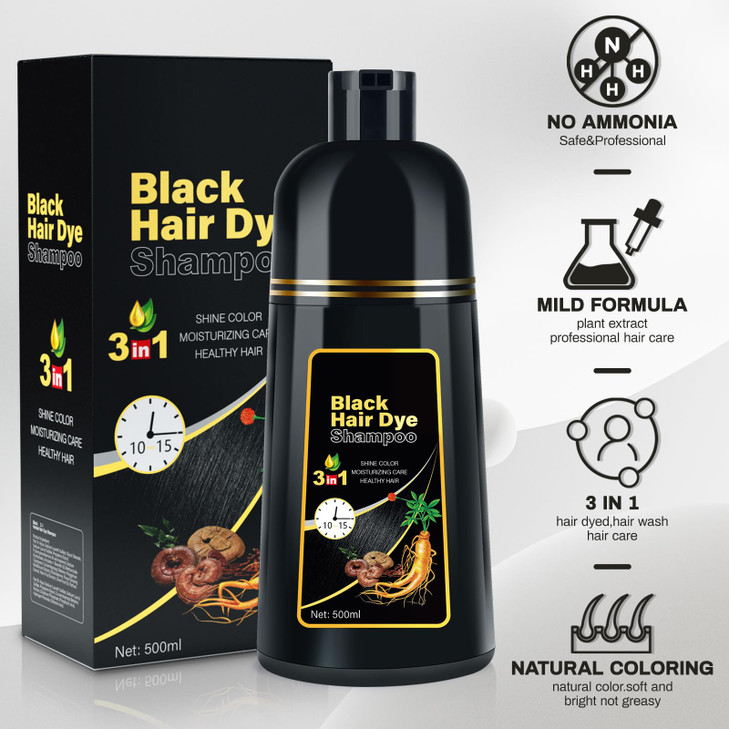cosmpro Black Hair Dye Shampoo 3 in 1 Champu Para Canas for Gray Hair Coverage, Natural Herbal Black Hair Color Shampoo for Women, shampoo para pinta