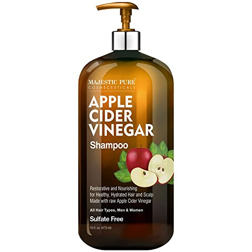 Majestic Pure Apple Cider Vinegar Shampoo - Restores Shine & Reduces Itchy Scalp, Dandruff & Frizz - Sulfate Free, for All Hair Types, Men and Women