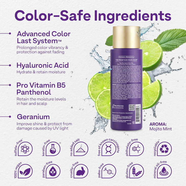 Colorproof Moisture Shampoo 8.5 Fl. Oz. Hydrating Sulfate-Free Shampoo for Color-Treated Hair, Mojito Mint Scent