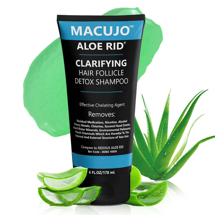 Macujo Aloe Rid Detox Shampoo Method Effective Chelating Agent for Pollutants, Residual Medications, Nicotine, Alcohol, Chlorine, 2nd Hand-Smoke, Hea