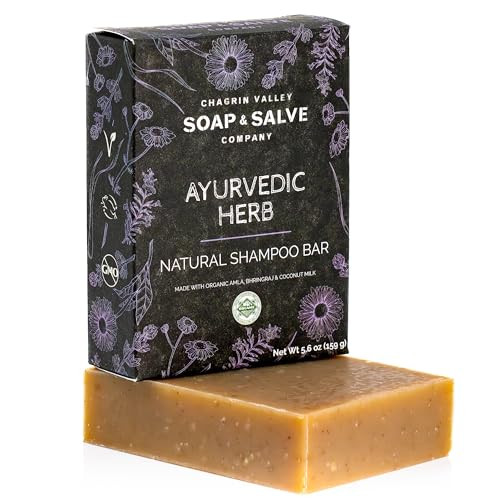 Chagrin Valley Soap & Salve Ayurvedic Organic Shampoo & Body Wash Soap Bar - Nurtures Dandruff & Dull Hair - Sulfate Free Shampoo - Sustainable, Vega