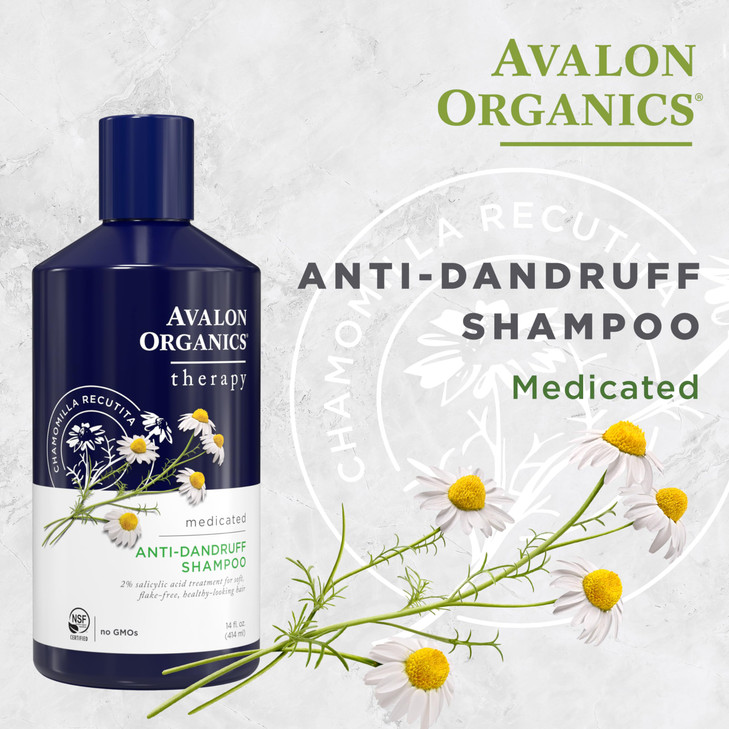 Avalon Organics Therapy Medicated Anti-Dandruff Shampoo for Soft, Flake-Free Hair, 14 Fluid Ounces