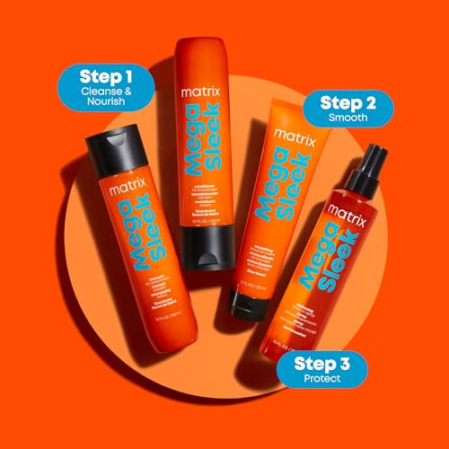 Matrix Mega Sleek Shampoo - Anti-Frizz Moisturizing Shampoo, Smoothing and Detangling, For Dry & Damaged Hair, Salon Professional Formula, With Shea