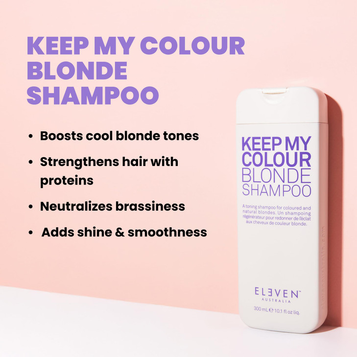 ELEVEN AUSTRALIA Keep My Colour Blonde Shampoo for Women & Men - Purple Toning Shampoo for Blonde or Color Treated Hair, Blue Base w/ Ext Violet 2, S