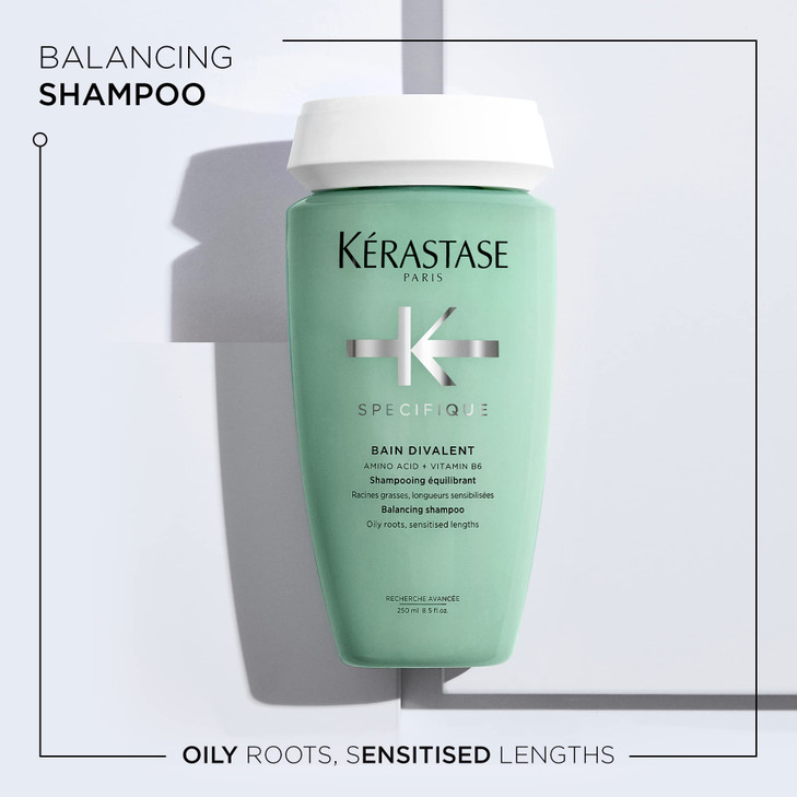 Kerastase Specifique Balancing Shampoo For Oily Scalp & Hair - Cleanses Oil From Roots and Hydrates Dry Hair Ends, 8.5 Fl Oz