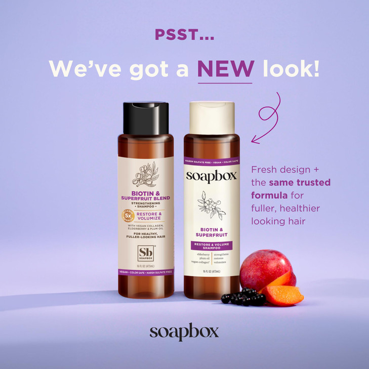 Soapbox Biotin & Superfruit Shampoo & Conditioner Set with Vegan Collagen, Aloe and Shea Butter, Pack of 2 Harsh Sulfate Free, Paraben & Silicone Fre