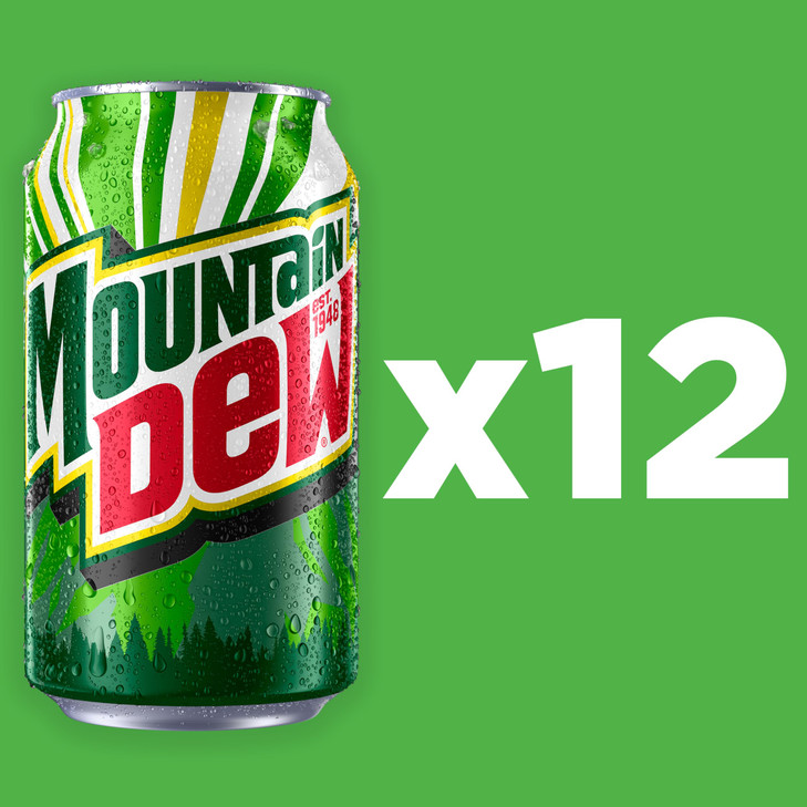 Mountain Dew Soda, 12 Fl Oz Cans (Pack of 12)