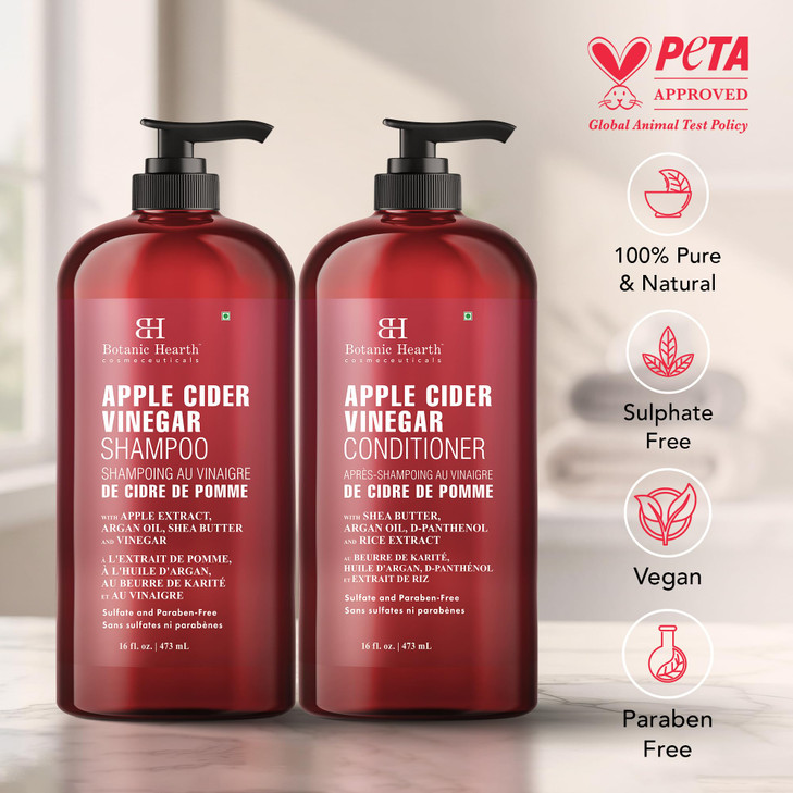 Botanic Hearth Vegan Collagen Infused Tea Tree Shampoo and Conditioner Set, 16 fl oz each - Sulfate Free, Paraben Free - For Itchy and Dry Scalp - Me