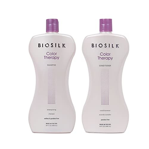 BioSilk Color Therapy Shampoo & Conditioner Duo, Gently Cleanses & Replenishes Moisture, Sulfate, Paraben, & Cruelty-Free, 34 Oz (Pack of 2)