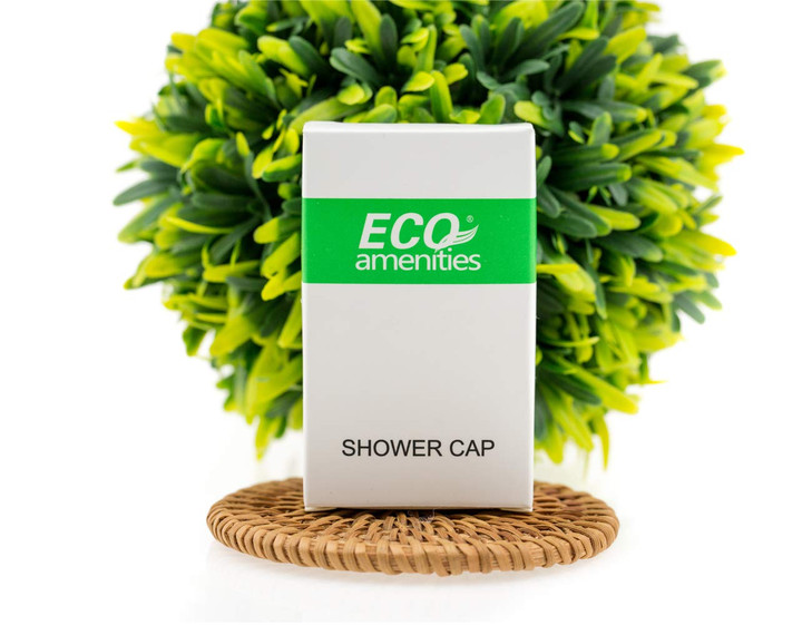 ECO amenities Plastic Shower Cap - For Hotel Guests & Travel Use - Latex-Free Hair Accessory for Women - Individually Wrapped Hospitality Supply - La