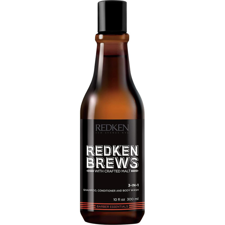 Redken Brews 3-In-1 Men's Shampoo, Conditioner and Body Wash - Multi-Purpose Hair & Body Cleanser For Men - Moisturizes & Hydrates, All-In-One Soap,