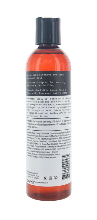 Dr. Yates MD Hair + Science Daily Thickening Shampoo, Adds Volume and Supports Prevention of Hair Loss, For Men and Women (8 Fl Oz)