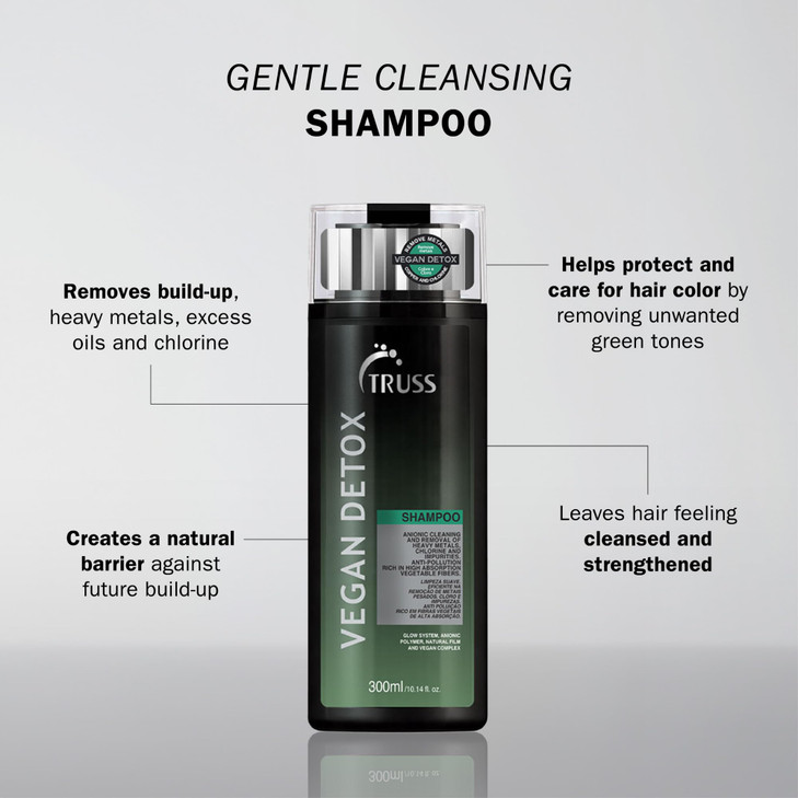 TRUSS Vegan Metal Detox Shampoo - Clarifying Shampoo for Women & Men - Gently Cleanses Build-Up, Excess Oil, & Chlorine - Creates a Pollution Barrier