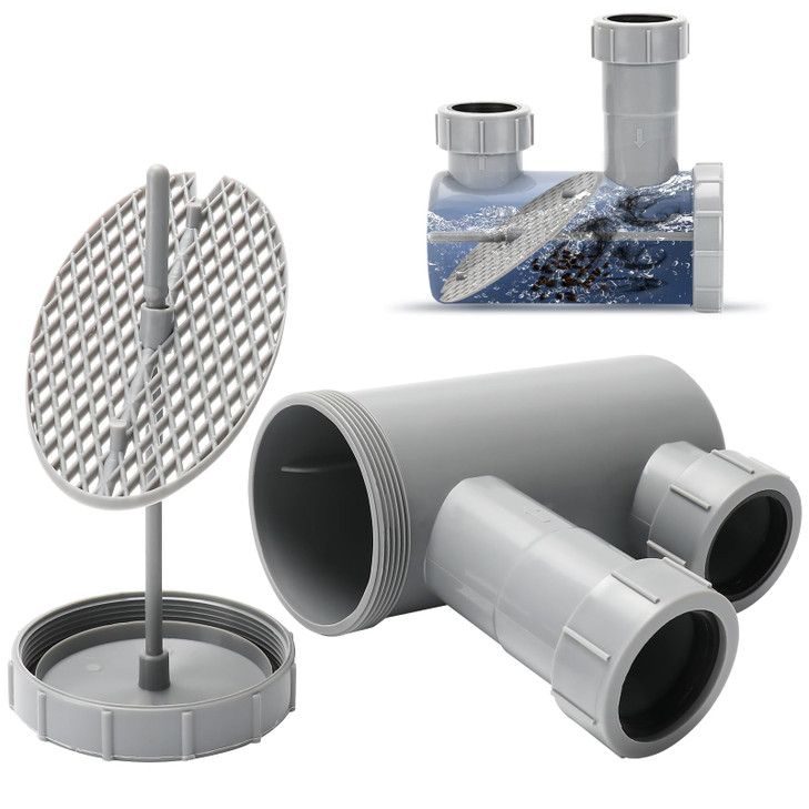 LukLoy 1 Pack Universal Salon Hair Trap P Trap for Shampoo Bowl Sink, 1-1/2" PVC Catch Chamber for Barber Backwash Sink, Beauty Barber Salon Equipmen