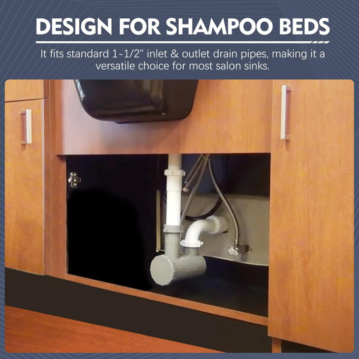 LukLoy 1 Pack Universal Salon Hair Trap P Trap for Shampoo Bowl Sink, 1-1/2" PVC Catch Chamber for Barber Backwash Sink, Beauty Barber Salon Equipmen