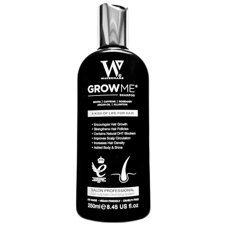 Watermans Grow Me Organic Hair Growth Shampoo for Men & Women  Strengthening & Moisturizing with Biotin, Rosemary, Caffeine & Argan Oil for Fuller,