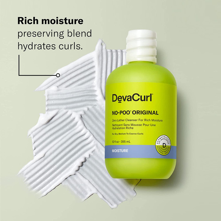 DevaCurl No-Poo Original Non-Lathering Cleanser for Rich Moisture, Fresh Rose, 12 fl. oz