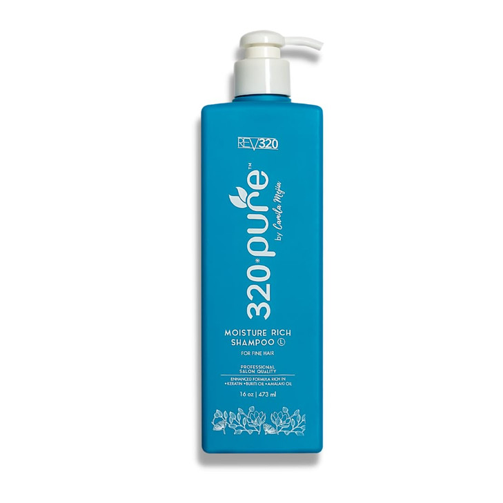 320Pure Moisture Rich Shampoo for Fine Hair 16oz, Repairing, Lightweight & Volumizing Formula, Best Cleaner for Dry, Thin, or Fine Hair, Pure & Natur