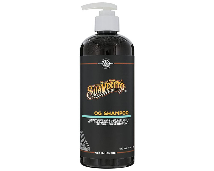 Suavecito OG Shampoo 16 oz Pump Bottle Original Scent - Gently Cleanses Hair, Hydrates and Soothes with Aloe, Works On All Hair Types and Textures -