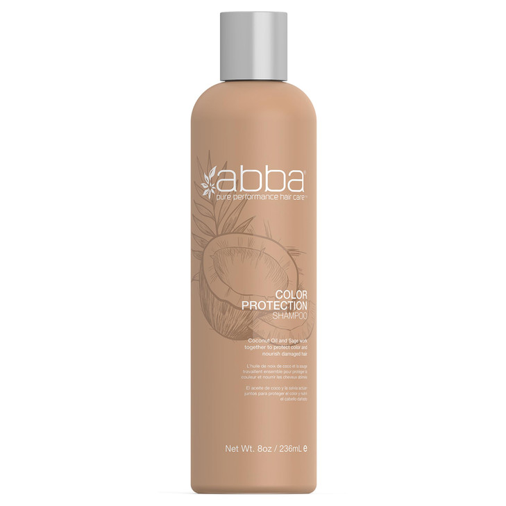 ABBA - Pure Color Protection Shampoo - Protects & Nourishes Color Chemically Processed Hair - Coconut Oil & Sage, 8 fl oz