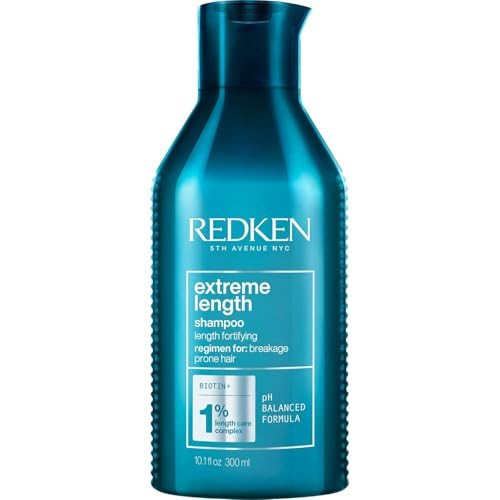 Redken Extreme Length Shampoo For Damaged Hair - Prevents Breakage and Strengthens Hair, Infused With Biotin For Hair Growth, 10.1 Fl Oz