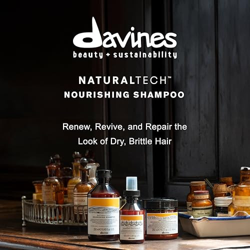 Davines Naturaltech Nourishing Shampoo, Restructuring & Hydrating for Dry & Damaged Hair - With Vegetal Keratin - Gentle Cleanser for Dehydrated Scal