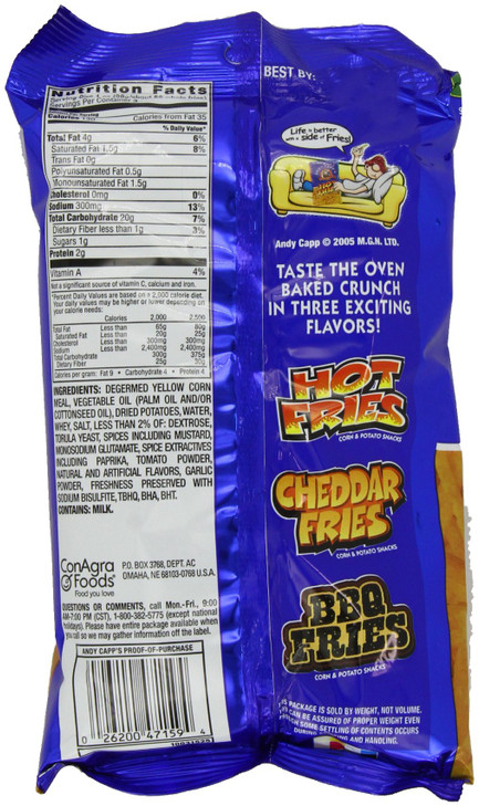 Andy Capp's Hot Fries Snacks, 3 oz, (Pack of 12)