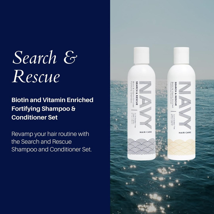NAVY Hair Care Search and Rescue Shampoo & Conditioner Set | Biotin and Rosemary Oil Enriched for Hair Growth | Suited for All Hair Types | SLS & Par