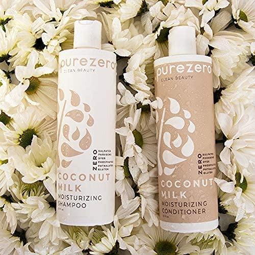 Purezero 20 Oz Value Pack Coconut Milk Shampoo & Conditioner Set, Bulk Pack, Intense Hydration & Increase Shine, Fight Dandruff & Frizz, Zero Sulfate