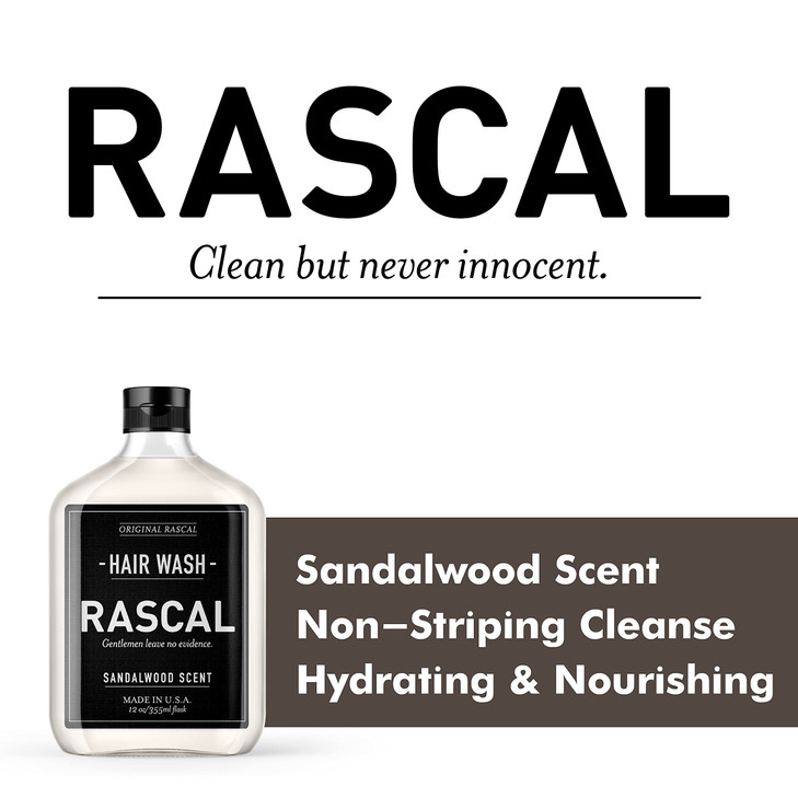 Rascal Hair Wash for Men - Natural Men's Shampoo with Coconut Oil & Aloe, Hydrating, Deep Cleansing, and Nourishing Formula, Shampoo for All Hair Typ
