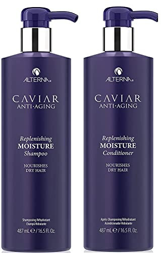 Alterna Haircare CAVIAR Anti-Aging Replenishing Moisture Shampoo and Conditioner Set, 16.5 Fl Oz | Protects, Restores and Hydrates | Sulfate Free