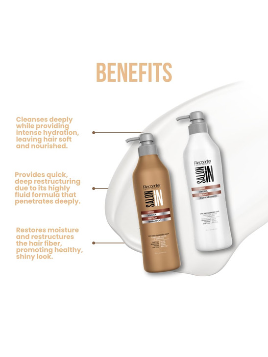 Salon In Recamier Hydra Repair Hair Kit | Shampoo & Conditioner | 33.8 fl oz Each | Deep Repair for Dry & Damaged Hair