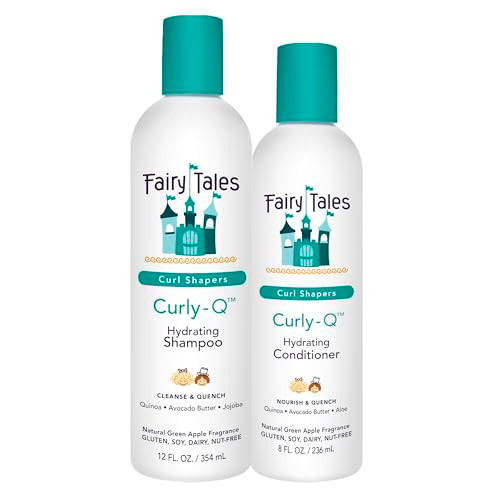Fairy Tales Curly Q Hydrating Kids Shampoo 12oz and Conditioner 8oz - Paraben, Sulfate, Gluten, and Nut Free - For All Curl Types Including Multi Cul