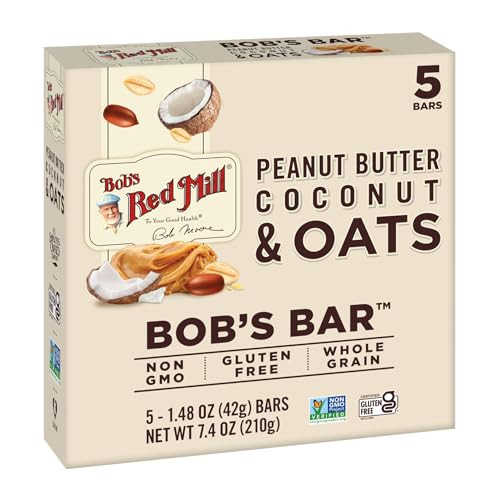 Bob's Red Mill 5pk PB Coconut & Oats Bar, 5 bars (Pack of 1) - Non GMO, Gluten Free, Kosher