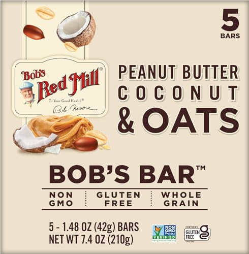 Bob's Red Mill 5pk PB Coconut & Oats Bar, 5 bars (Pack of 1) - Non GMO, Gluten Free, Kosher