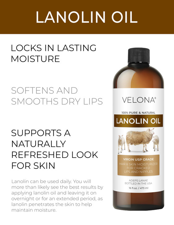 velona Lanolin Oil USP Grade 8 fl oz | 100% Pure and Natural Carrier Oil | Refined, Cold pressed | Skin, Hair, Body & Face Moisturizing | Use Today -