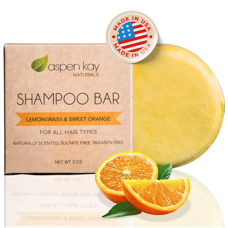 Aspen Kay Naturals Moroccan Argan Oil Shampoo Bar, Organic, Vegan, Volumizing Shampoo for Curly or Straight Hair. Citrus Scent, Paraben & Sulfate Fre
