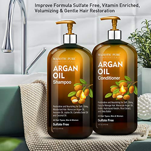 MAJESTIC PURE Argan Oil Shampoo and Conditioner Set | Nourishing & Promotes Soft and Silky Hair | Sulfate Free | For All Hair Types, Men and Women -