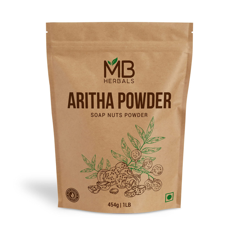 MB Herbals Aritha Powder 16 oz | 1 LB | 100% Pure & Organically Grown (Wild-crafted) Soap Nut Powder | Natural Hair Shampoo & Conditioner | Sapindus