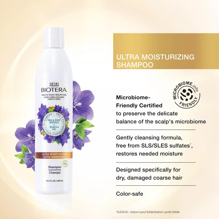 Biotera Ultra Moisturizing Shampoo | Hydrates Dry, Damaged, Coarse Hair | Microbiome Friendly | Vegan & Animal Test Free | Paraben & Sulfate Free | C