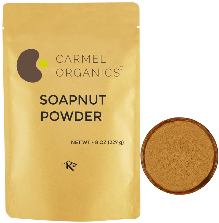 CARMEL ORGANICS Soapnut/Aritha/Reetha Powder (8 Oz or 227 Grams) for hair care | Natural | No Added Preservatives and Additives | Sapindus Mukorossi