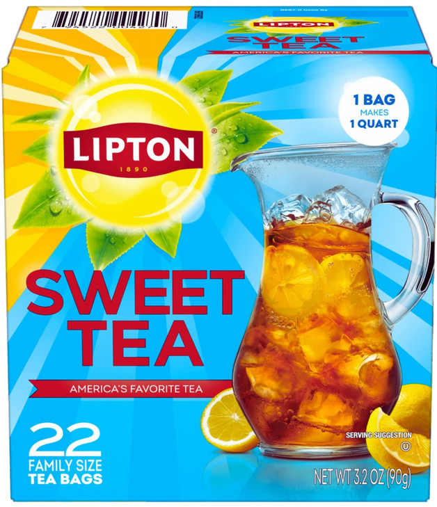 Lipton Southern Sweet Tea Iced Tea Drink Mix 22 Family Size Tea Bags 90.7g Box